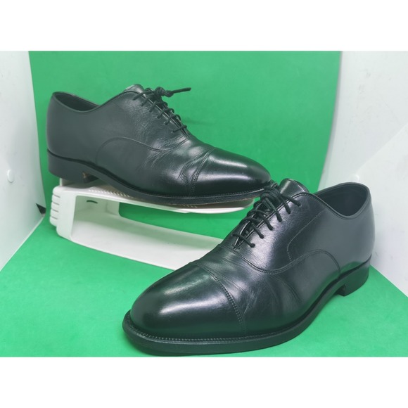 Vintage Johnston Murphy Crown Aristocraft Cap Toe Shoe Black Men\'s Size 8.5E USA